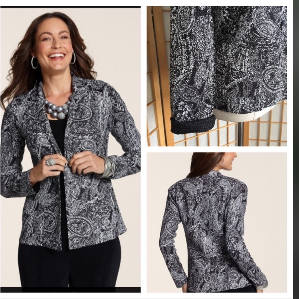 Chico’s Traveler’s Collection Crushed Paisley Jacket SZ 0=S/4